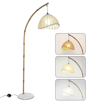 HCJIAJING Retro Bamboo Floor Lamp With LED Dimming Options