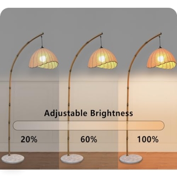 HCJIAJING Retro Bamboo Floor Lamp With LED Dimming Options