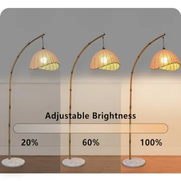 HCJIAJING Retro Bamboo Floor Lamp With LED Dimming Options