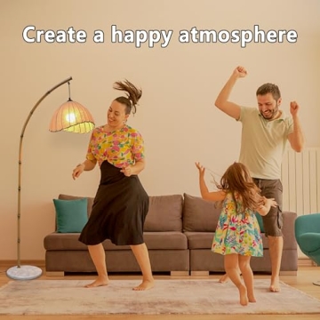 HCJIAJING Retro Bamboo Floor Lamp With LED Dimming Options