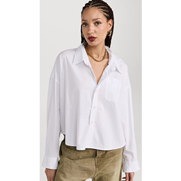 R13 Women's Drop Neck Cropped Shirt for Stylish Comfort