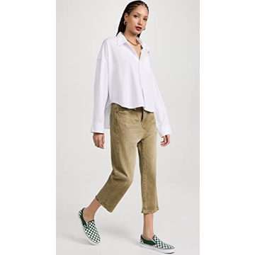 R13 Women's Drop Neck Cropped Shirt for Stylish Comfort