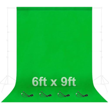 EMART Green Screen Backdrop, 6 x 9 Ft Photography Greenscreen Background Sheet Fabric Kit for YouTub...