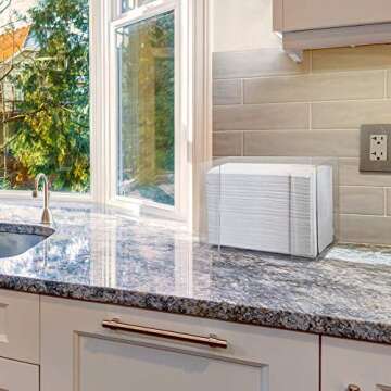 Paper Towel Dispenser by Oasis Creations, Holds 250 Paper Towels, Wall Mounted, Countertop Paper Towel Dispenser, Universal Paper Towel Holder- Clear