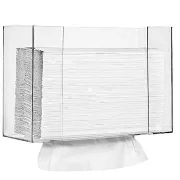 Paper Towel Dispenser by Oasis Creations, Holds 250 Paper Towels, Wall Mounted, Countertop Paper Towel Dispenser, Universal Paper Towel Holder- Clear