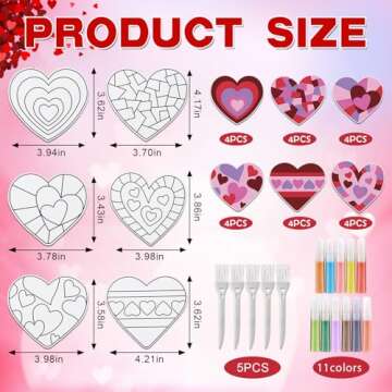 Relaxgiant 24 Sets Valentine Hearts Sand Art Craft Kit with Colored Sand Brushes DIY Valentine's Day...