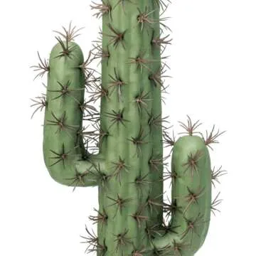 MyGift 16 Inch Faux Cactus in Cement Planter Pot