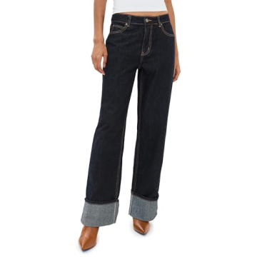 Lioness Women's Top Model Cuffed Jeans - Durable Dark Denim Style