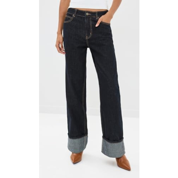 Lioness Women's Top Model Cuffed Jeans in Dark Denim