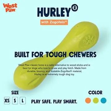 West Paw Zogoflex Hurley Dog Bone Chew Toy – Floatable, Non-Toxic, Durable for Aggressive Chewers