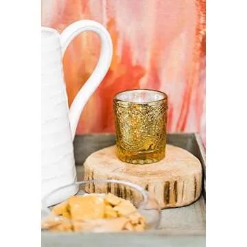 Richland Votive Holders Mercury Primrose Wedding Event Candle Glow Metallic Gold Set of 12