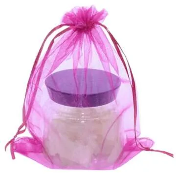 SUNGULF 100pcs Organza Pouch Bag Drawstring 6"x9" 16x22cm Strong Gift Candy Bag Jewelry Party Wedding Favor (Hot Pink)