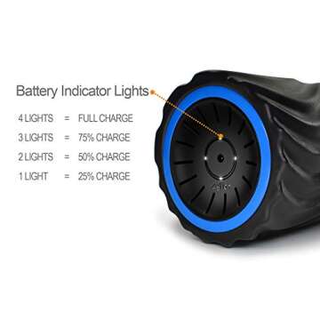 Zyllion Rechargeable Vibrating Foam Roller - 4-Speed Deep Tissue Muscle Massage with 3 High-Density Surfaces for Pain Relief, Physical Therapy, Recovery, Feet, Legs, Neck, Back - Black/Blue (ZMA-22)