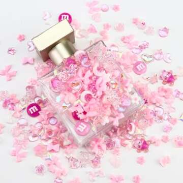 Briskbloom 320PCS Pink Assorted Mix 3D Nail Charms, Cute Resin Charms for Acrylic Nail Decoration DIY Crafts, Flatback Kawaii Y2K Heart Star Bow Flower Embellishments