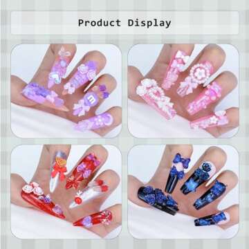 Briskbloom 320PCS Pink Assorted Mix 3D Nail Charms, Cute Resin Charms for Acrylic Nail Decoration DIY Crafts, Flatback Kawaii Y2K Heart Star Bow Flower Embellishments