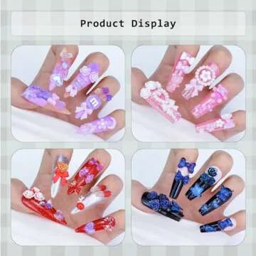 Briskbloom 320PCS Pink Assorted Mix 3D Nail Charms, Cute Resin Charms for Acrylic Nail Decoration DIY Crafts, Flatback Kawaii Y2K Heart Star Bow Flower Embellishments