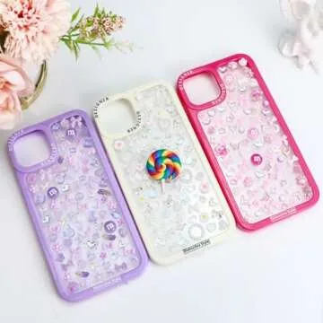 Briskbloom 320PCS Pink Assorted Mix 3D Nail Charms, Cute Resin Charms for Acrylic Nail Decoration DIY Crafts, Flatback Kawaii Y2K Heart Star Bow Flower Embellishments