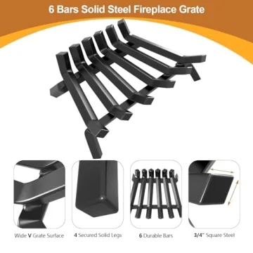 AMAGABELI Fireplace Log Grate Heavy Duty Solid Steel