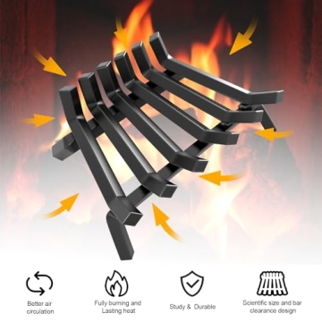 AMAGABELI Fireplace Log Grate Heavy Duty Solid Steel
