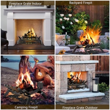 AMAGABELI Fireplace Log Grate Heavy Duty Solid Steel