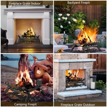 AMAGABELI Fireplace Log Grate Heavy Duty Solid Steel