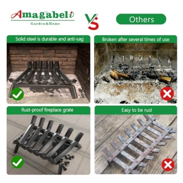 AMAGABELI Fireplace Log Grate Heavy Duty Solid Steel