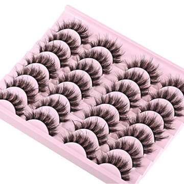 FARRED Mink Lashes Fluffy Eyelashes Natural Look Short Wispy Eye lash Natural False Eyelash 14 Pairs Faux Mink Strip Lashes Pack for Daily Makeup (F6 | 11-17mm)