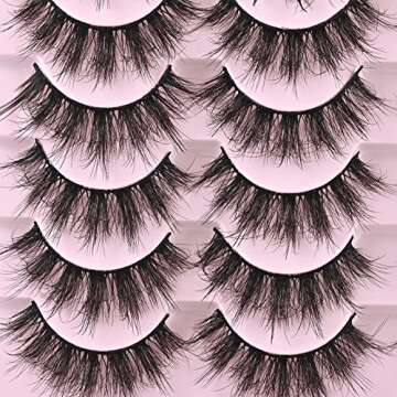 FARRED Mink Lashes Fluffy Eyelashes Natural Look Short Wispy Eye lash Natural False Eyelash 14 Pairs Faux Mink Strip Lashes Pack for Daily Makeup (F6 | 11-17mm)
