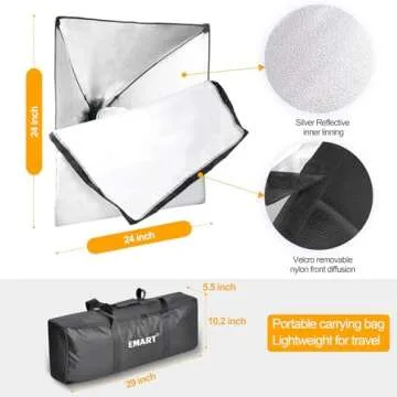 EMART 24" Softbox Lighting Kit for Photography & Video