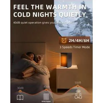 BZGG Space Heater, Small Portable Electric Heaters 1200W/800W, 2/4/6H Timer, Fast Heating, Tip-Over and Overheat Protection, Mini PTC Ceramic Room Desk Heater for Office Bedroom Indoor Use