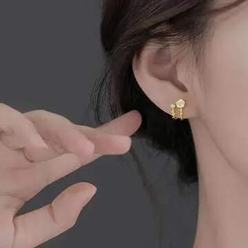 SLUYNZ Sterling Silver Camellia Flower Cuff Earrings for Women