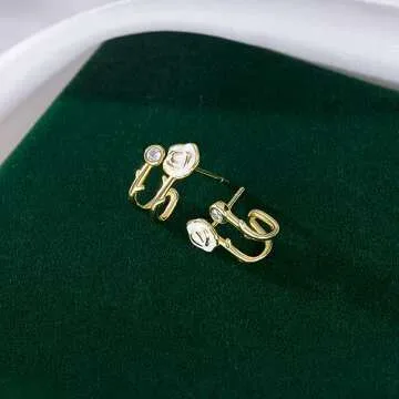 SLUYNZ Sterling Silver Camellia Flower Cuff Earrings for Women