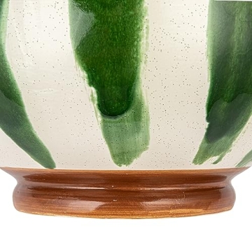 Creative Co-Op Hand-Painted Stoneware Footed Bowl