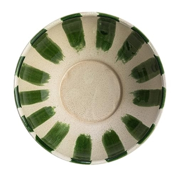 Creative Co-Op Hand-Painted Stoneware Footed Bowl