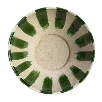 Creative Co-Op Hand-Painted Stoneware Footed Bowl