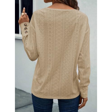 Trendy V Neck Loose Long Sleeve Blouses - Dokotoo