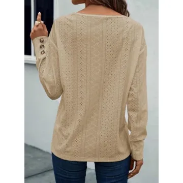 Trendy V Neck Loose Long Sleeve Blouses - Dokotoo