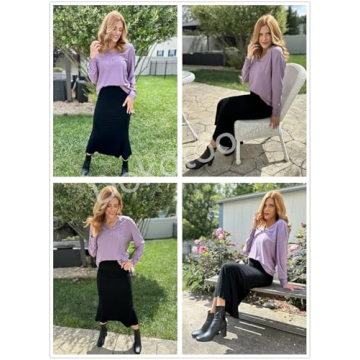 Trendy V Neck Loose Long Sleeve Blouses - Dokotoo