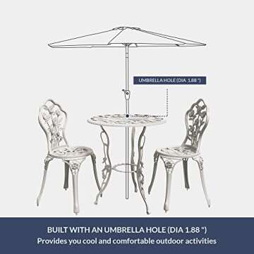 BELLEZE Elegant 3 Piece Bistro Set for Outdoor Spaces