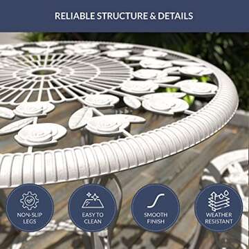 BELLEZE Elegant 3 Piece Bistro Set for Outdoor Spaces