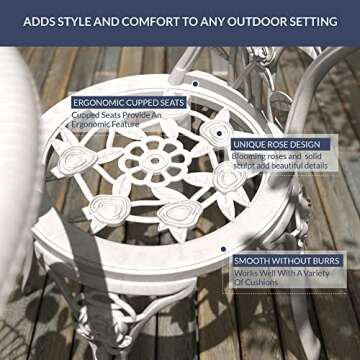 BELLEZE Elegant 3 Piece Bistro Set for Outdoor Spaces