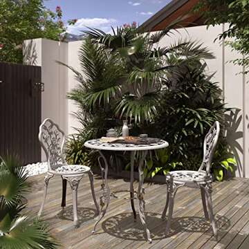 BELLEZE Elegant 3 Piece Bistro Set for Outdoor Spaces