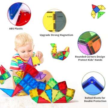 MAGBLOCK Magnetic Tiles Toys for Kids, 66PCS 3D Magnet Tile Building Blocks Construction Educational STEM Toys for Toddlers, Magnetic Blocks Learning Toys Gift for 3+ Year Old Boys and Girls