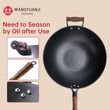 Wangyuanji Cast Iron Wok 13.4 inch for All Cooktops
