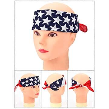 Maxdot American Flag Bandanas USA Flag Headband Kerchief Unisex Cowboy Bandanas Patriotic Accessorie...