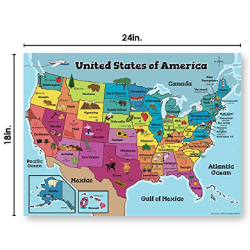 Educational MWB USA & World Maps for Kids | Durable & Fun