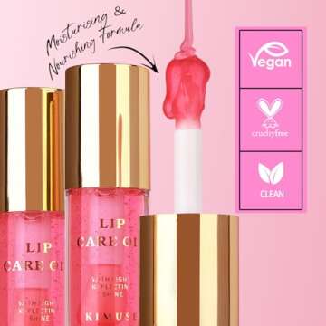 KIMUSE Sheer Lip Oil, High Shine Finish, Hydrating Lip Plumper Gloss Lip Care, Tinted Lip Oil Nouris...