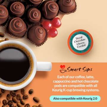 Smart Sips Coffee, Decaf Gourmet Flavored Coffee, Medium Roast, Single Serve Decaffeinated Gourmet Pods Compatible With Keurig K-Cup Brewers, 24 Count