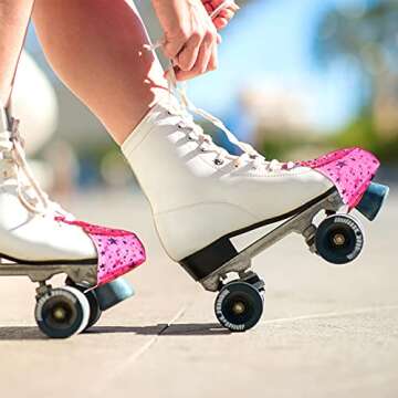 SATINIOR 6 Pieces Toe Cap Guards Protectors Toe Guards Roller Skates PVC Skate Toe Caps Roller Toe Guards for Quad Roller Skates, Black White Pink