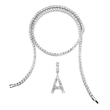 HH BLING EMPIRE Gold Silver Diamond Initial Necklaces for Women, Iced Out Initial Letter Pendants wi...